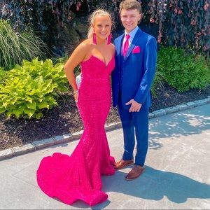 hot pink/magenta prom dress, strapless-